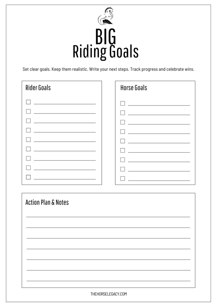 Stop guessing—choose one training priority and move it forward with a structured riding goals sheet.