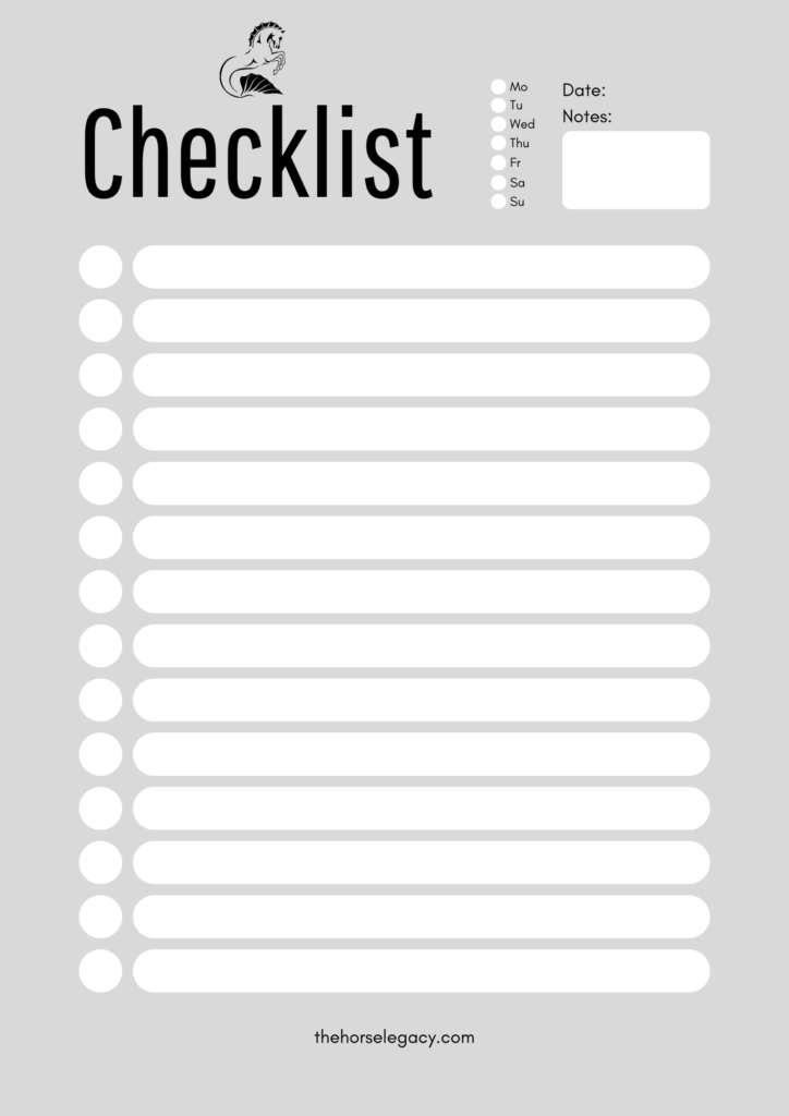 Organize your day with your horse in minutes with a simple checklist.